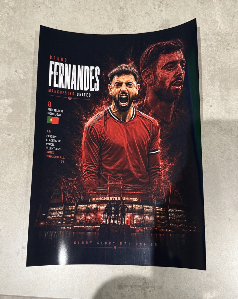 Manchester United Inspired Poster Bundle | Bruno Fernandes, Joshua Zirkzee and Mason Mount | A4 Wall Art Set