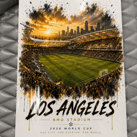 Los Angeles Football Stadium Inspired Art Print – A4 2026 Tournament Wall Art – Stadium Illustration