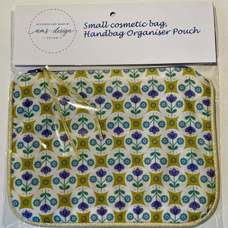 Small cosmetic bag, Handbag organiser pouch (Retro Blue)
