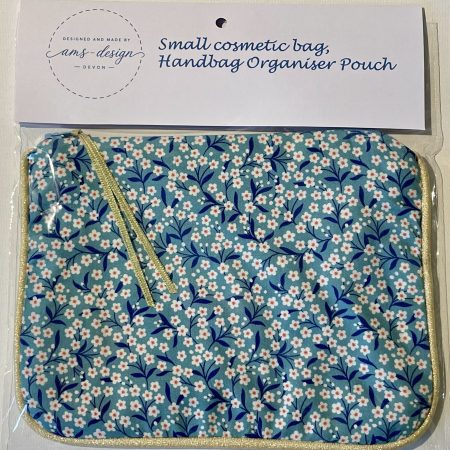 Small cosmetic bag, Handbag organiser pouch (Blue Sprig)
