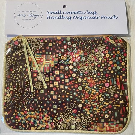 Small cosmetic bag, Handbag organiser pouch (Klint Circles & Spirals)