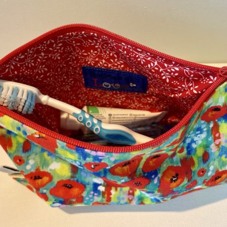 Small cosmetic bag, Handbag organiser pouch (Pink Garden)