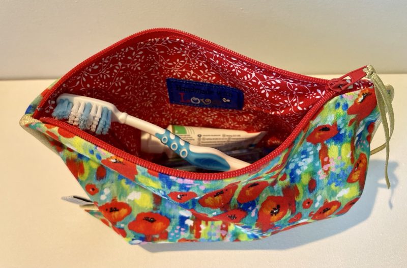 Small cosmetic bag, Handbag organiser pouch (Pink Garden)