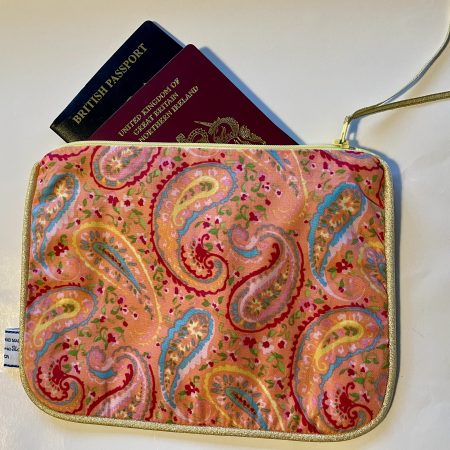 Small cosmetic bag, Handbag organiser pouch (Pink Garden)