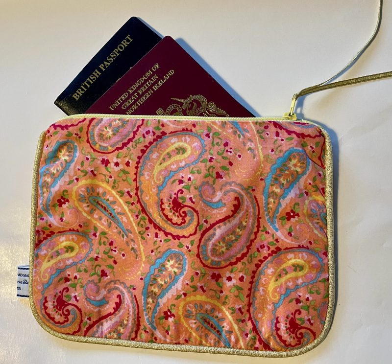 Small cosmetic bag, Handbag organiser pouch (Pink Garden)