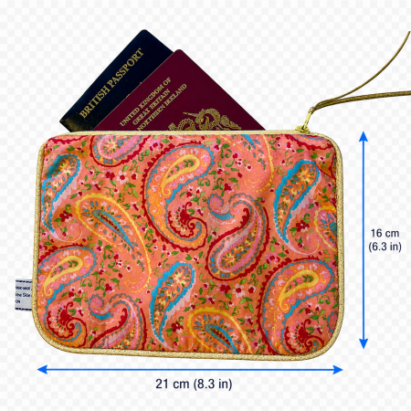 Small cosmetic bag, Handbag organiser pouch (Pink Garden)