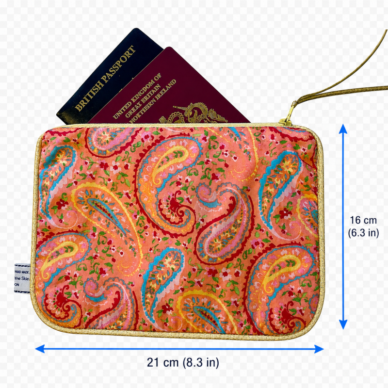 Small cosmetic bag, Handbag organiser pouch (Pink Garden)