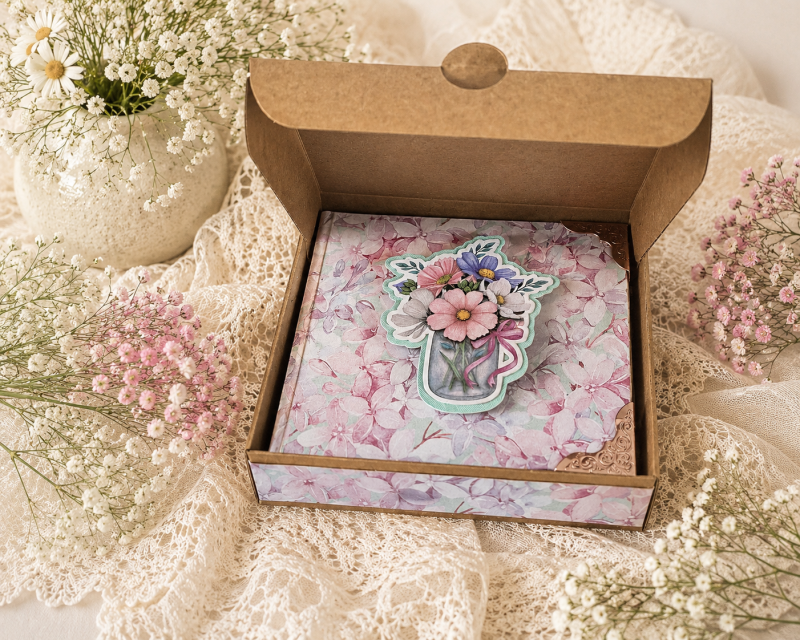 Handmade Pink Floral Notebook