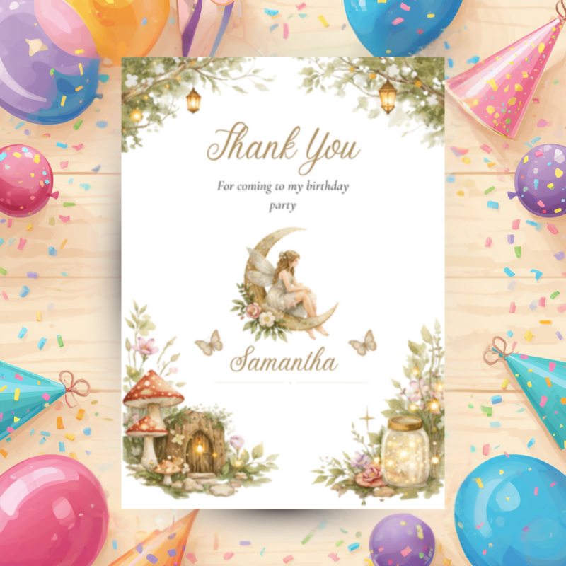 Magical Fairy Birthday Party Kit Editable Canva Bundle Instant Download
