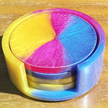 Round Resin Coasters and Holder