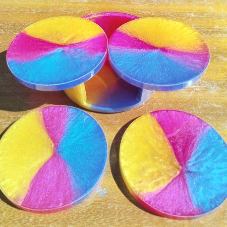 Round Resin Coasters and Holder
