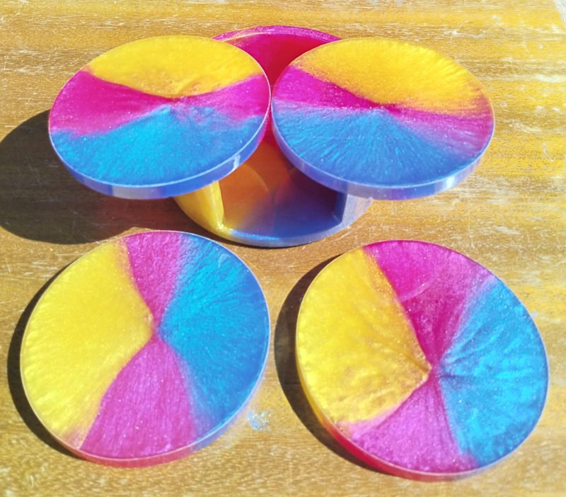 Round Resin Coasters and Holder