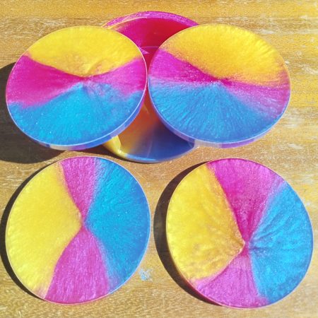 Round Resin Coasters and Holder