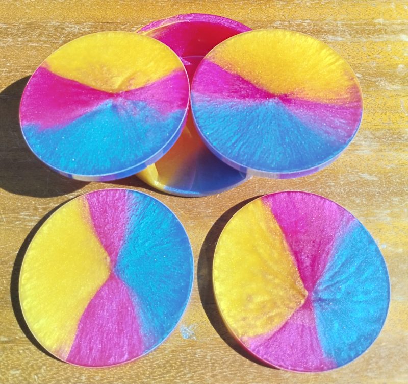 Round Resin Coasters and Holder