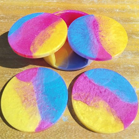 Round Resin Coasters and Holder