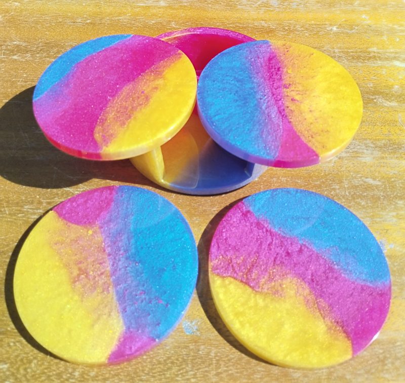 Round Resin Coasters and Holder