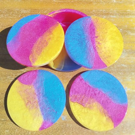 Round Resin Coasters and Holder