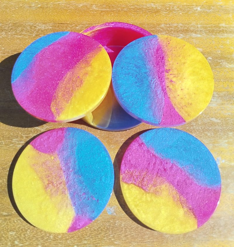 Round Resin Coasters and Holder