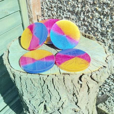 Round Resin Coasters and Holder