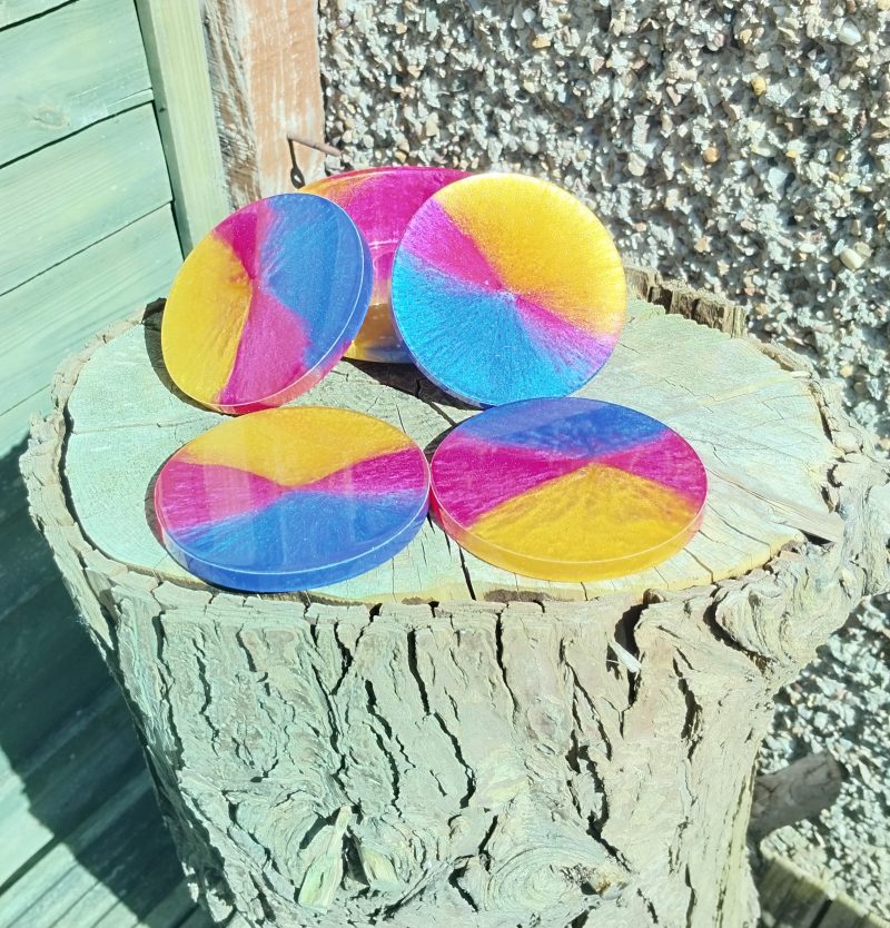 Round Resin Coasters and Holder
