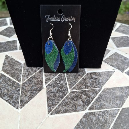 Fashion Accessory Belt with Matching Necklace and Earring Set in green and Blue Sparkle