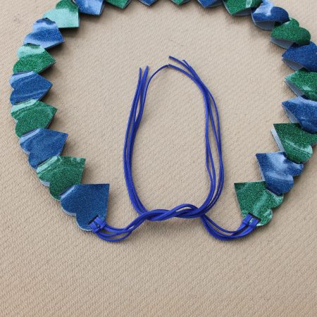 Fashion Accessory Belt with Matching Necklace and Earring Set in green and Blue Sparkle