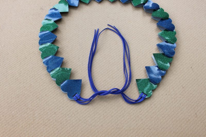 Fashion Accessory Belt with Matching Necklace and Earring Set in green and Blue Sparkle