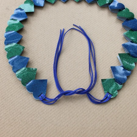 Fashion Accessory Belt with Matching Necklace and Earring Set in green and Blue Sparkle