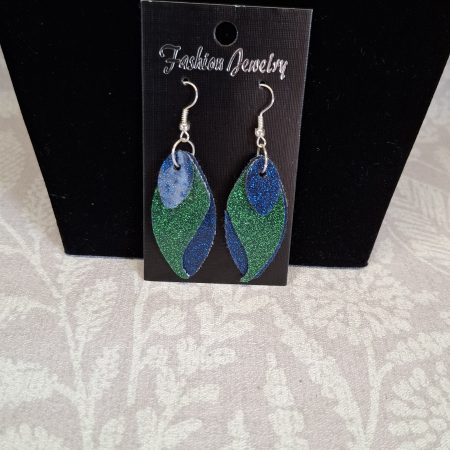 Fashion Accessory Belt with Matching Necklace and Earring Set in green and Blue Sparkle