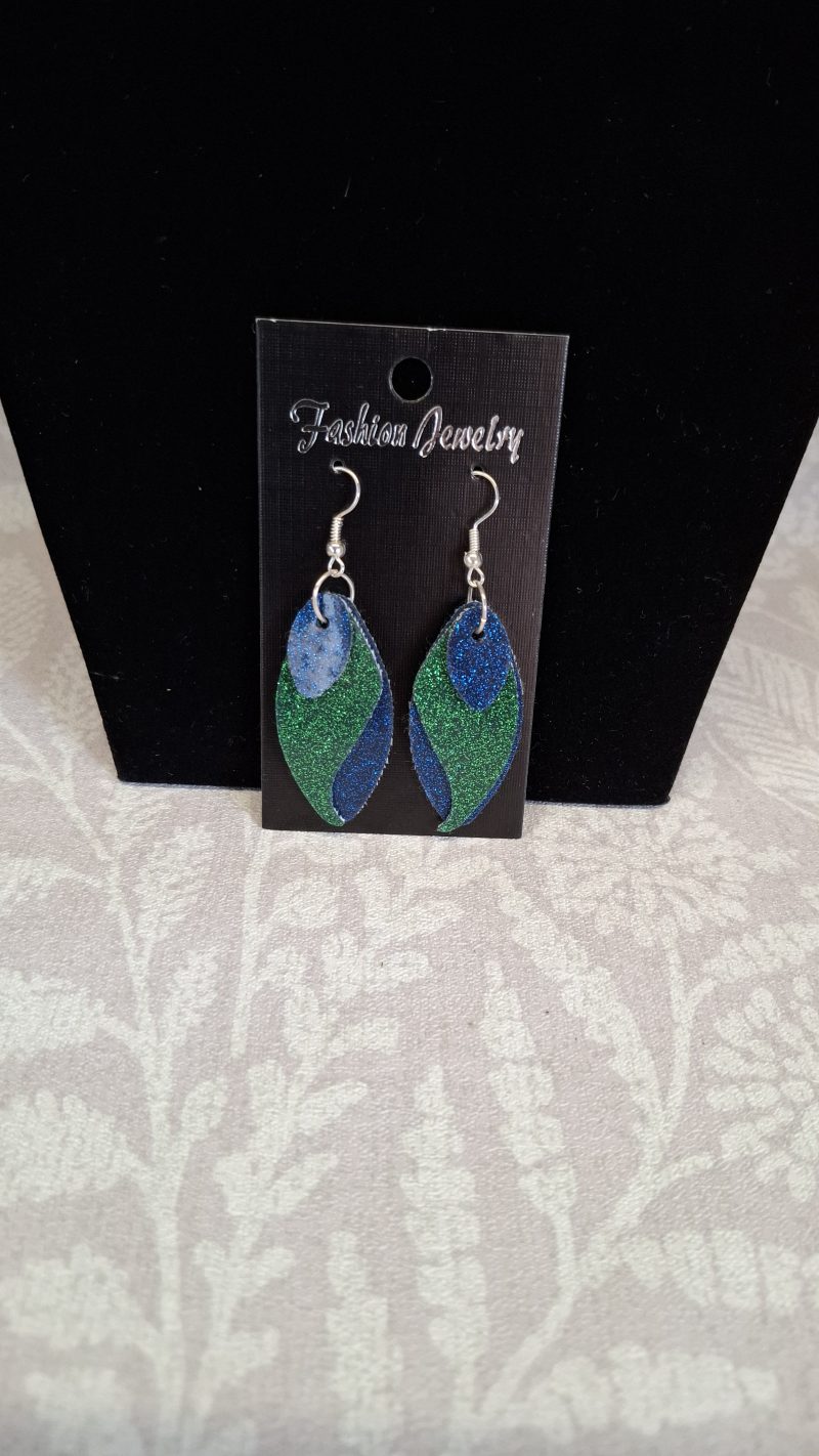 Fashion Accessory Belt with Matching Necklace and Earring Set in green and Blue Sparkle