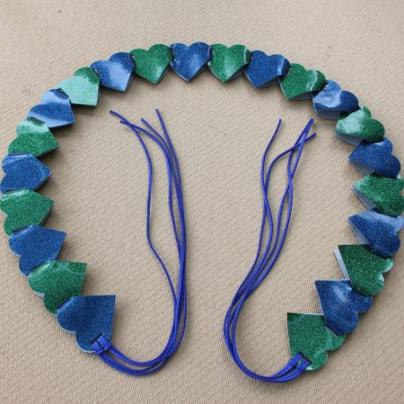 Fashion Accessory Belt with Matching Necklace and Earring Set in green and Blue Sparkle