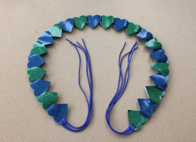 Fashion Accessory Belt with Matching Necklace and Earring Set in green and Blue Sparkle