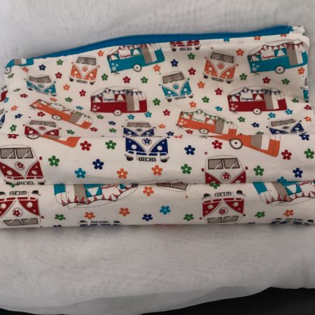 Medium Size Fabric Lined Caravan/Campervan Themed Zipped Purse/Make Up Bag/Pouch