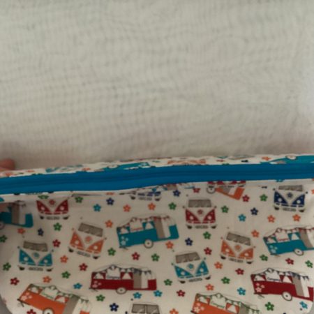Medium Size Fabric Lined Caravan/Campervan Themed Zipped Purse/Make Up Bag/Pouch