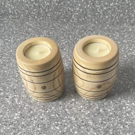 Whisky barrel tealight holders (2)