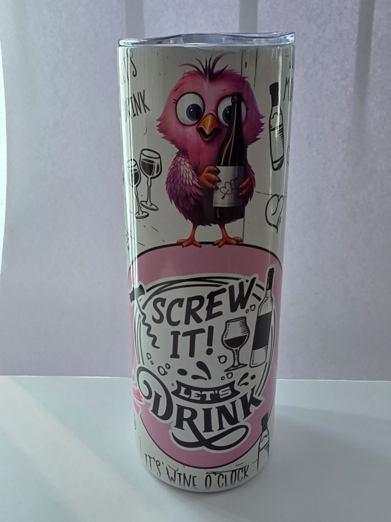 Skinny tumblers with straw and a straw cleaning brush