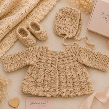 🎁 Handmade Shell Stitch Baby Gift Set 🎁