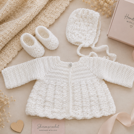 🎁 Handmade Shell Stitch Baby Gift Set 🎁