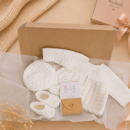 🎁 Handmade Shell Stitch Baby Gift Set 🎁