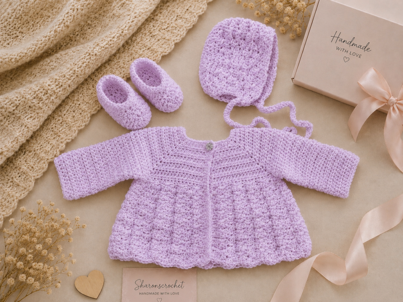 🎁 Handmade Shell Stitch Baby Gift Set 🎁