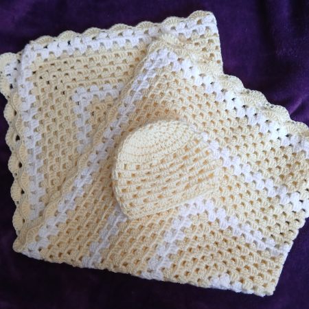 🧶 Handmade Granny Square Baby Blanket and Hat Sets ❤️
