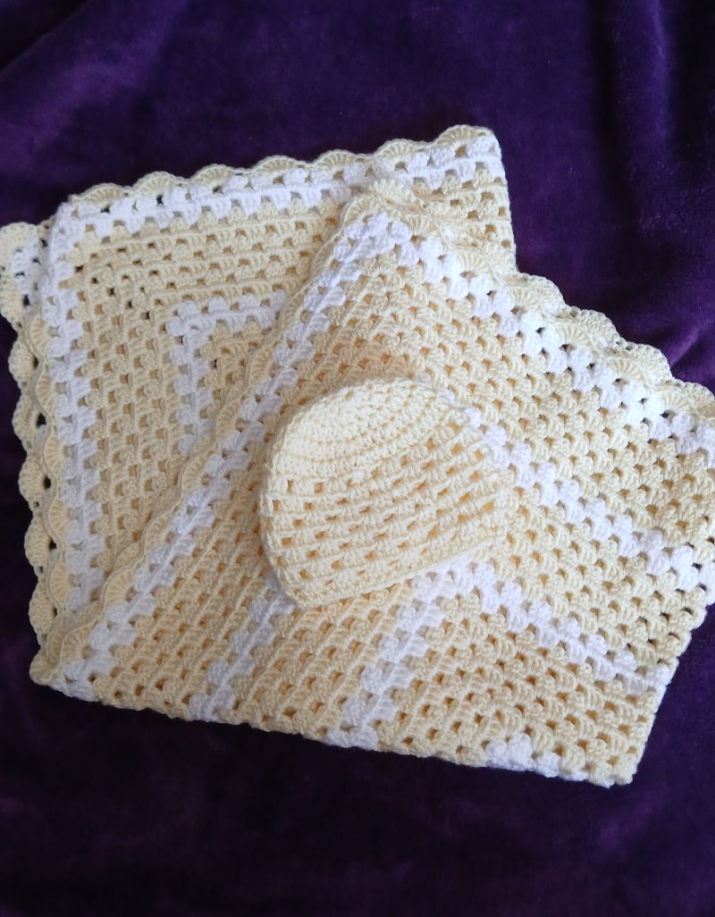 🧶 Handmade Granny Square Baby Blanket and Hat Sets ❤️