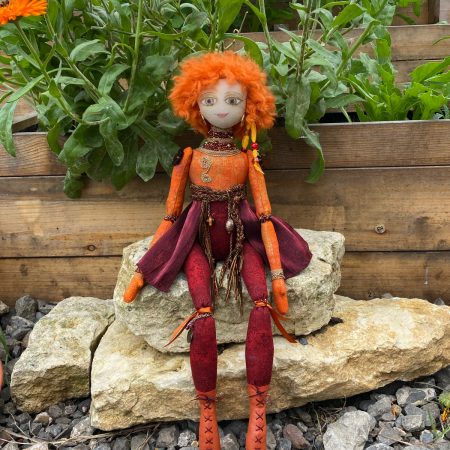 OOAK Unique Vibrant & Beaded Art Doll