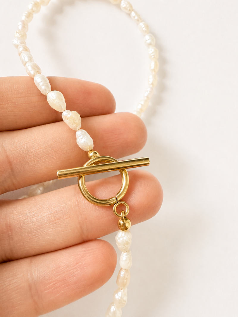 Handcrafted Baroque Freshwater Pearl Choker Necklace - 15"