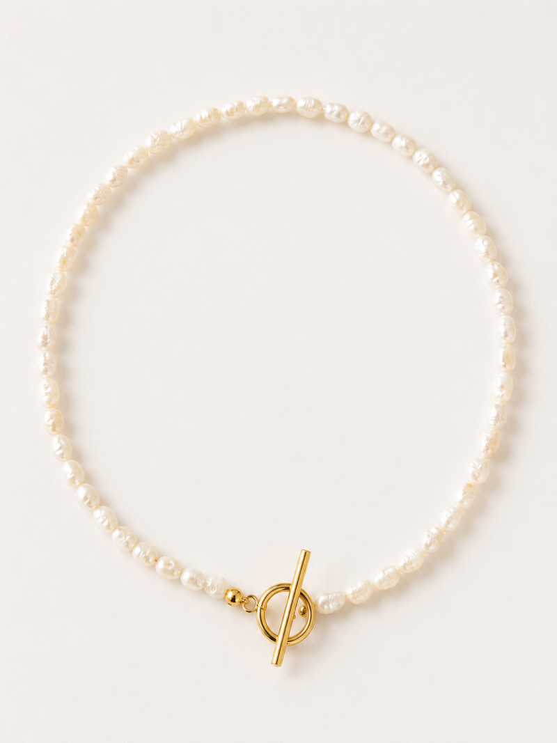 Handcrafted Baroque Freshwater Pearl Choker Necklace - 15"