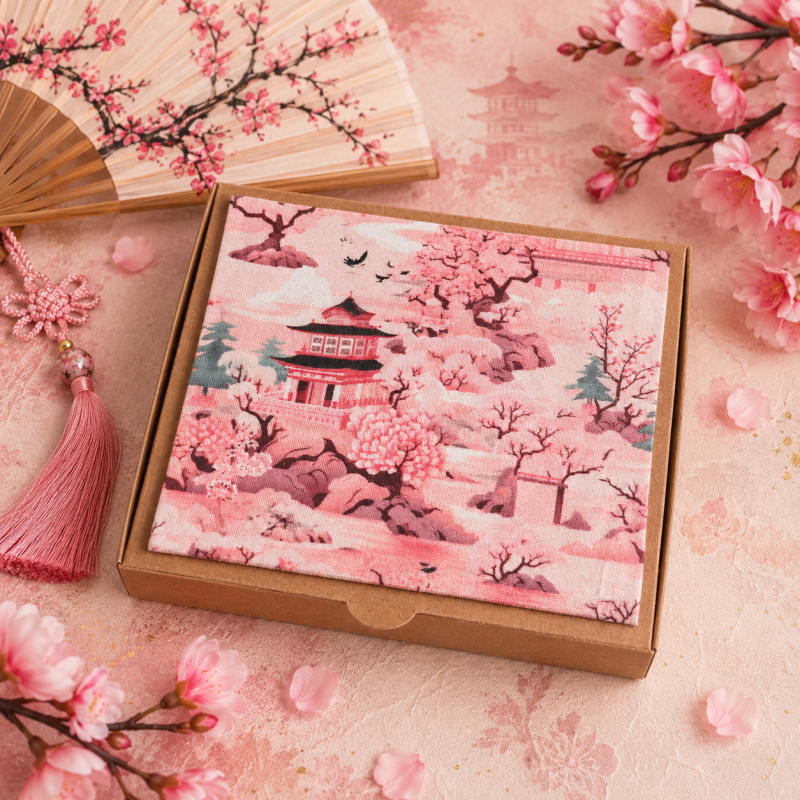 Japanese Cherry Blossom Handmade Fabric Notebook