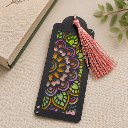 Handmade Floral Mandala Bookmark with Pink Tassel