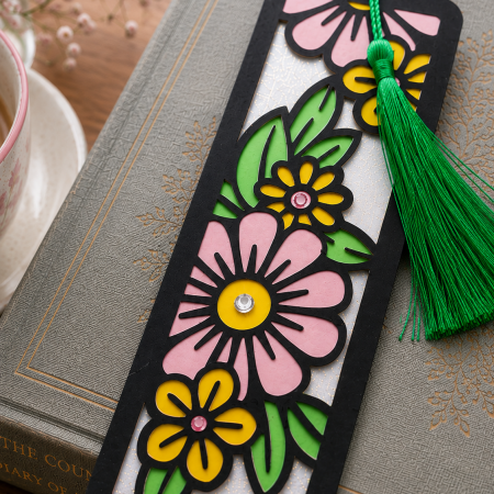 Handmade Floral Bookmark with Green Tassel