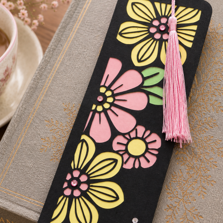 Handmade Floral Bookmark with Pink Tassel