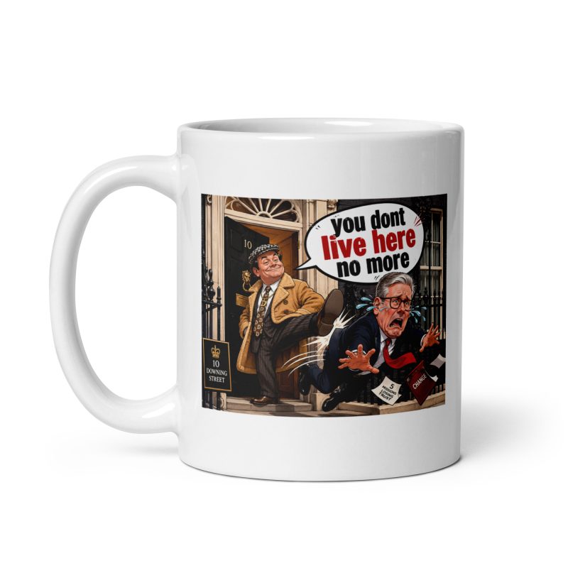 Funny Keir Starmer Del Boy Trotter Mug – 11oz White Ceramic Political Satire Gift